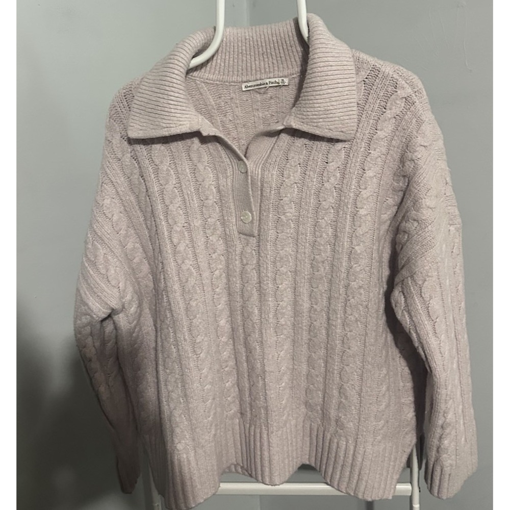 Abercrombie & Fitch Womens Cable Knit Sweater Collared Pullover XLg